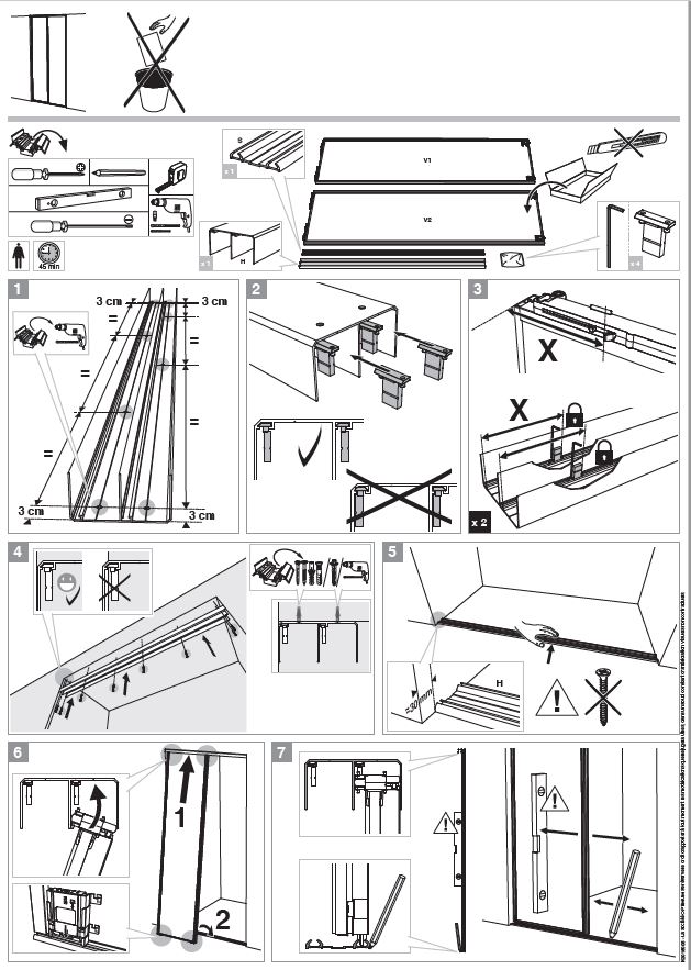 Rail 3 voies pour portes de placard sur-mesure SIFISA 