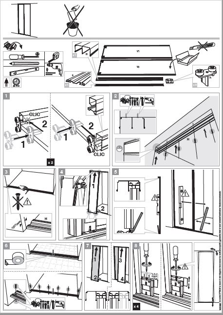 Kit guide haut et bas pour porte de placard standard avec profil